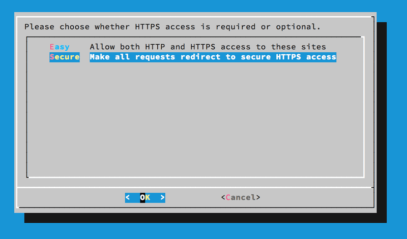 Third page of Let's Encrypt client